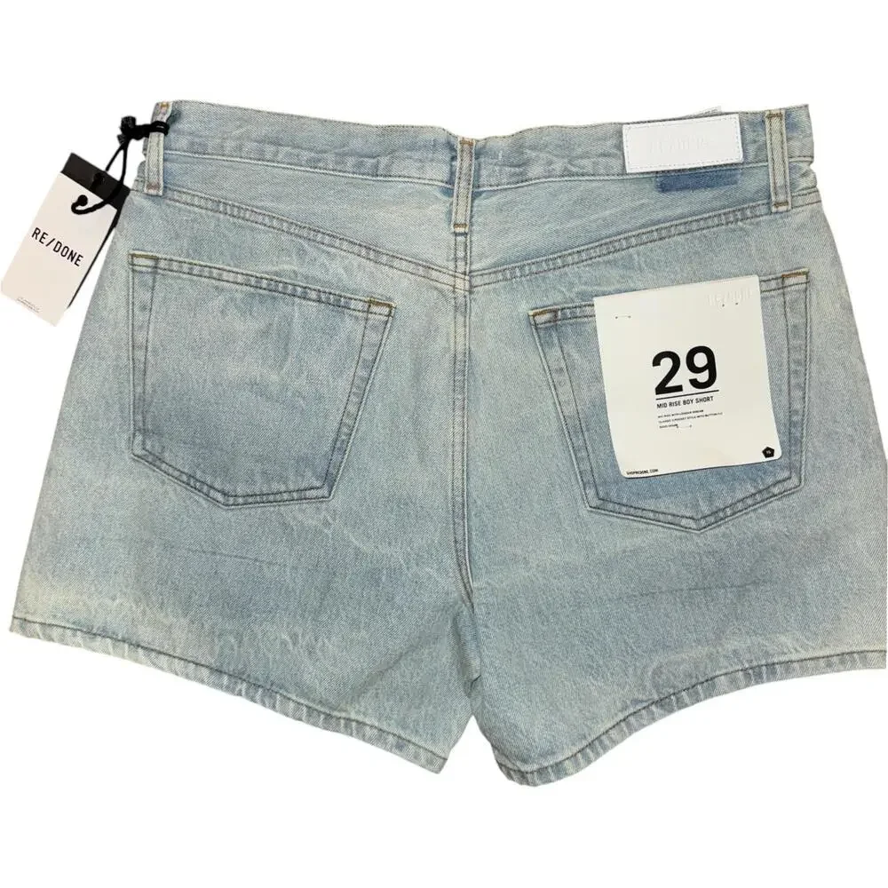 NWT Re/Done Mid-Rise Boy Denim Short Size 29 in Ranch Water Wash